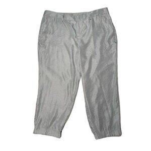2/$30 Lauren Conrad Silver Satin Metallic Hi Rise Capri  Pants Size 12 #1994